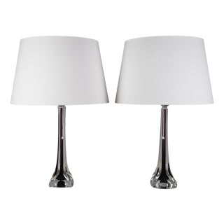 Moulded Glass Table Lamps by Paul Kedelv for Flygsfors, 1950s, Set of 2 For Sale
