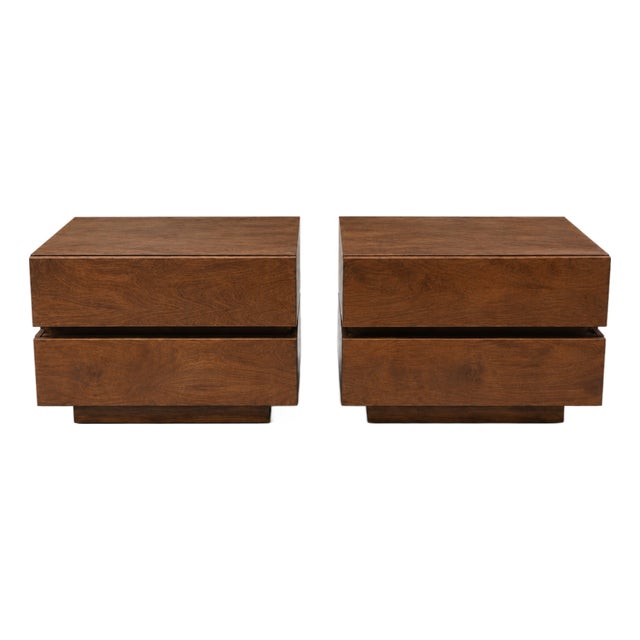Mid Century Modern Walnut Nightstands- Pair For Sale