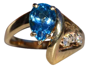 The Victiore: Ladies Mid Century Modern Topaz and Diamond Ring in 14K Gold