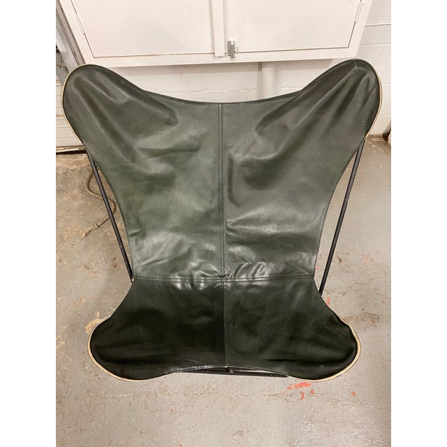 1960s Midcentury Modern Leather Hardoy Iron Butterfly Chairs, a Pair For Sale - Image 5 of 5