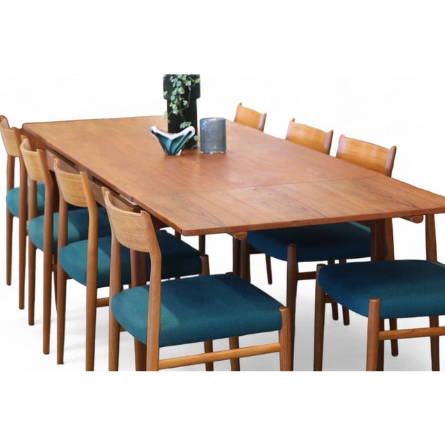 Dining Chairs Model 418 in Teak and Green Wool Upholstery by Arne Vodder for Sibast, 1960s, Set of 4 For Sale - Image 16 of 18