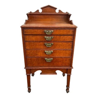 Antique Solid Oak 5 Drawer Silver Chest. 19th Century For Sale