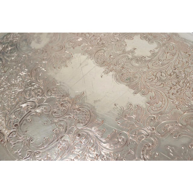Silver Antique English Victorian Grapevine & Cluster Twin Handle Serving Platter Tray For Sale - Image 8 of 11