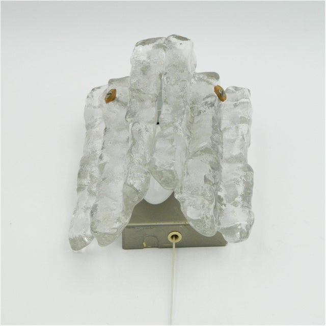 Vintage Ice Glass Wall Lights by J. T. Kalmar for J.T. Kalmar, 1970s, Set of 3 For Sale - Image 11 of 14