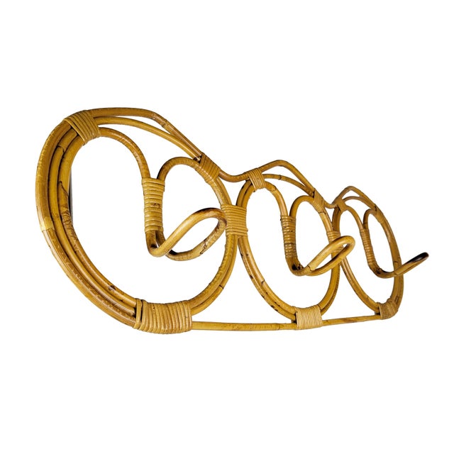 Vintage Italian Rattan Coat Hook attributed to Franca Helg, 1960s For Sale - Image 6 of 7