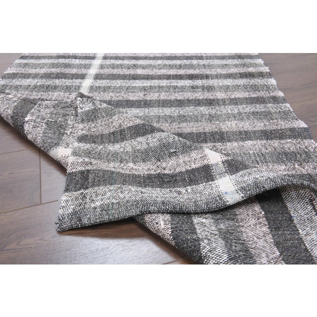 Textile Vintage Turkish Hand-Knotted Wool Cotton Beige Kilim Runner Rug For Sale - Image 7 of 10