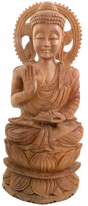 Mid Century Indian Sandalwood Sitting Buddha on Lotus Meditation Hand Made Mysore South India