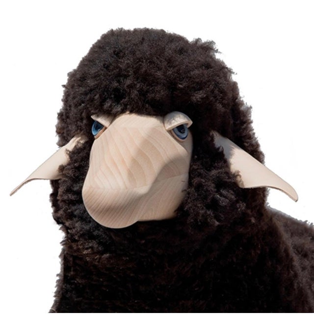 Equal parts iconic and adorable, this large life-sized Lalanne-style sheep is made of beech wood with leather ears and...