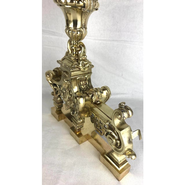 18th Century French Louis XVI Gilded Bronze Fireplace Chenets or Urn Andirons For Sale - Image 4 of 11