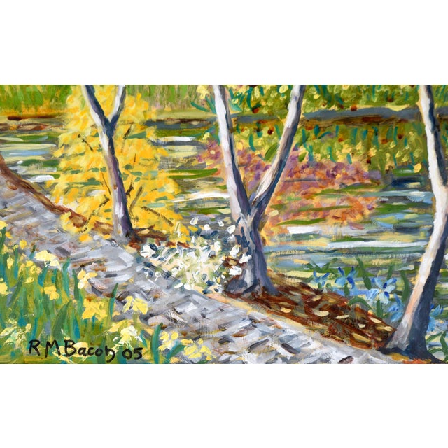 Paper "Wally's Pond" Rural Landscape in Oil on Masonite by Richard M. Bacon For Sale - Image 7 of 9