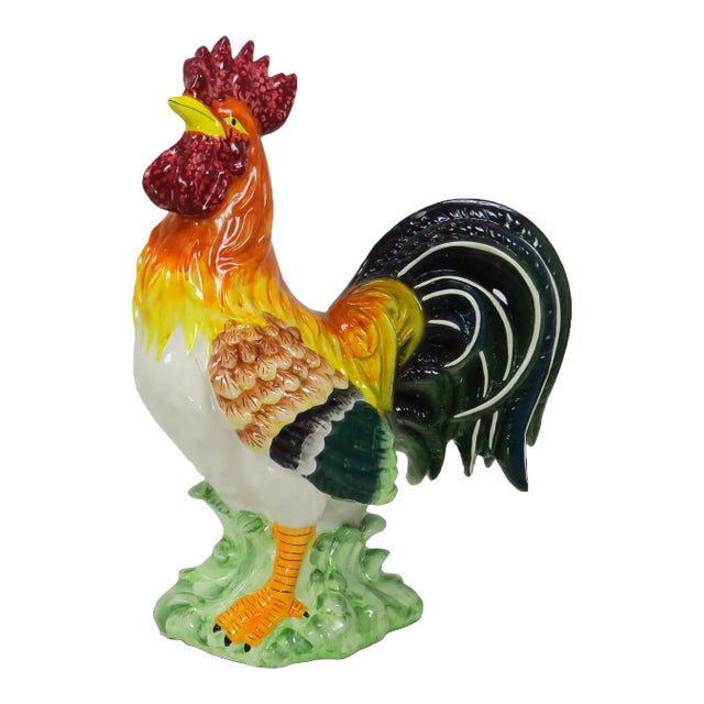 Vintage Extra Large Life-Size Italian Ceramic Rooster For Sale