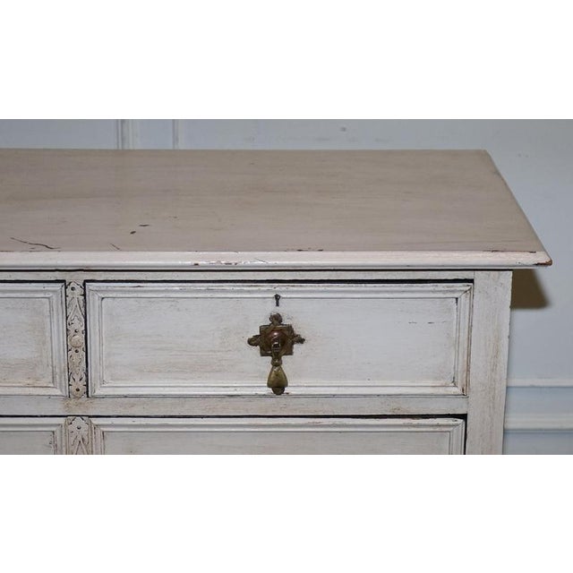 Victorian Hand-Painted Ivory Chest of Drawers with Brass Handles For Sale - Image 4 of 14