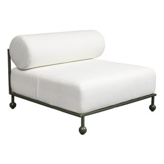 Modern Outdoor Lounge Chair With Olive Green Stainless Steel Frame For Sale