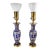 19th Century Pair of Bohemian Cameo Glass Table Lamp Vases With Greek Key Design in Blue For Sale