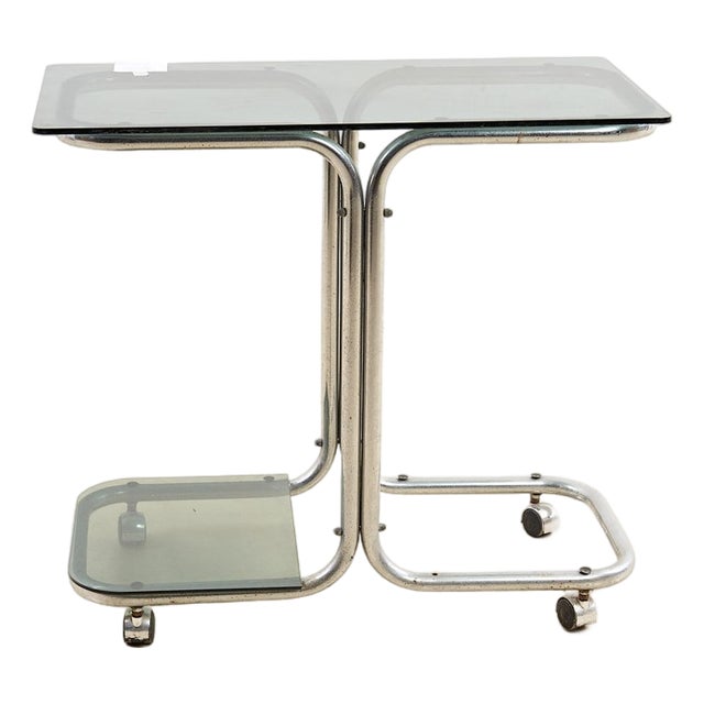 Vintage Chrome Metal Trolley with Wheels, 1970s For Sale