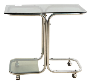 Vintage Chrome Metal Trolley with Wheels, 1970s