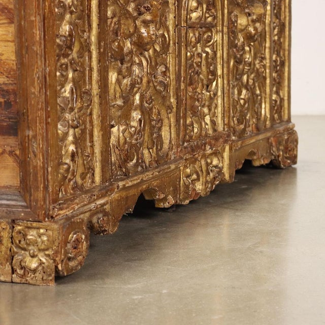 Brown 19th Century Carved and Gilded Wood Bench, Italy For Sale - Image 8 of 16