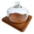 1970s Square Teak Wood Charcuterie Board With Glass Cloche For Sale