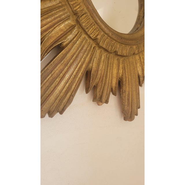Wood Italian Gilt Sunburst Mirror, 1940s For Sale - Image 7 of 11