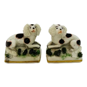 Antique Miniature German Staffordshire Style Dogs a Pair