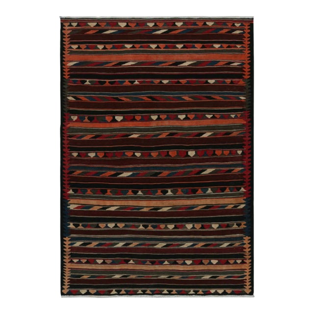 1950s Vintage Afghan Tribal Kilim in Colorful Geometric Patterns For Sale