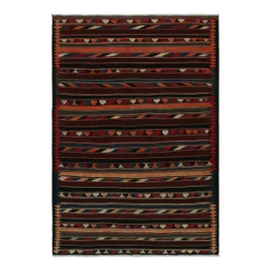 1950s Vintage Afghan Tribal Kilim in Colorful Geometric Patterns