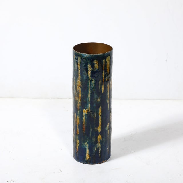Mid-Century Ultramarine Blue Enamel on Copper Vase Signed Anne-Grete Plöen For Sale - Image 9 of 12