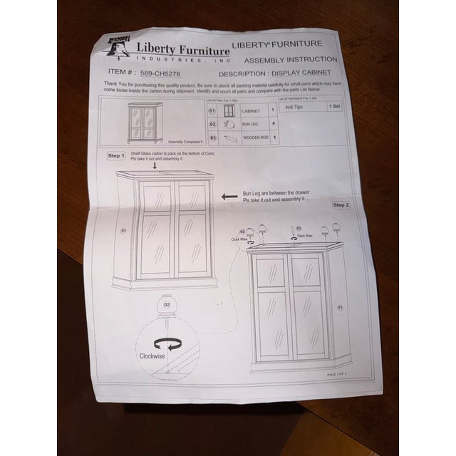 Liberty Furniture Solid Wood Lighted Display Cabinet For Sale - Image 12 of 12