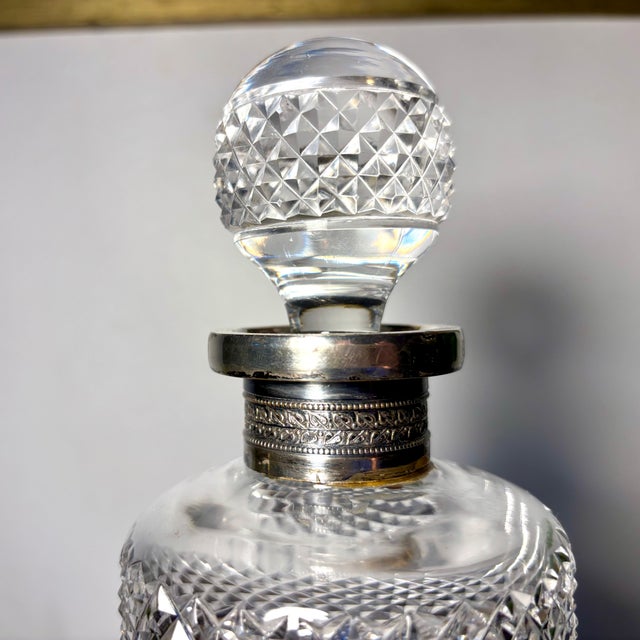Baccarat Pointed Diamond Crystal Carafe with Silver Neck from Baccarat For Sale - Image 4 of 18