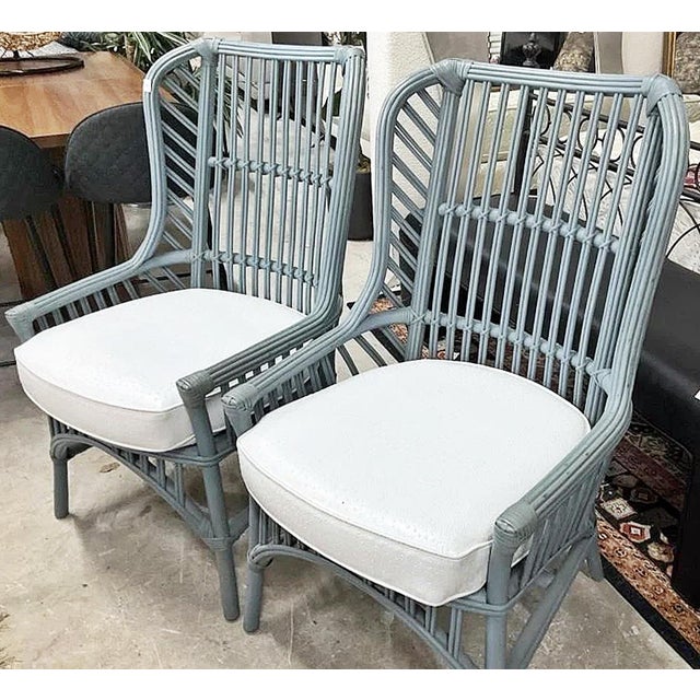Wood 1960s Ficks Reed Rattan Armchairs, a Pair For Sale - Image 7 of 11