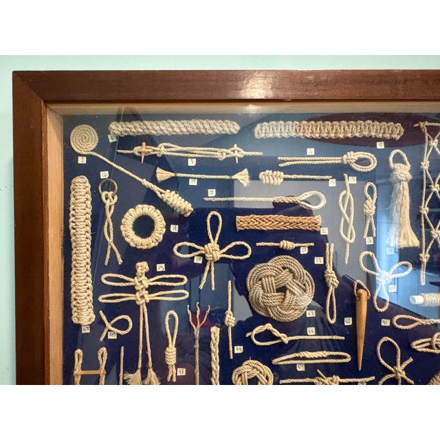 Textile Mid 20th Century Maritime Nautical Knot Board 142 Hand-Tied Fancy Knots, Splices & Rope Framed For Sale - Image 7 of 9