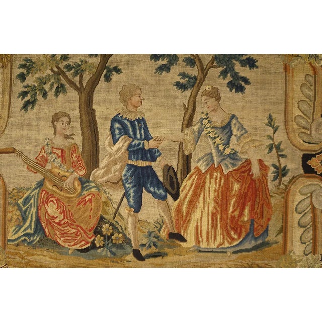 Beautiful Romantic Scene Framed 18th Century / Georgian Era Antique English Needlepoint Tapestry For Sale In New York - Image 6 of 10