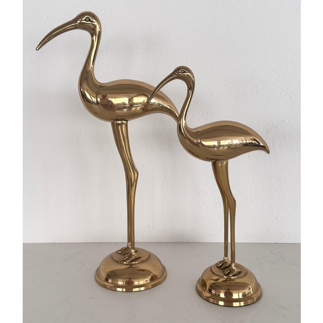 Gold Vintage Italian Brass Cranes, 1970s, Set of 2 For Sale - Image 8 of 13