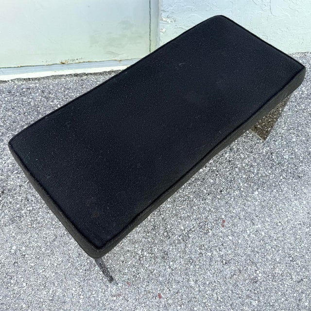 Mid Century Modern Smoked Lucite Waterfall Bench With Black Cushion For Sale - Image 9 of 10