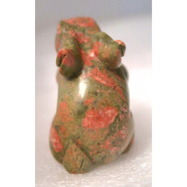 Well-Carved Miniature Bunny Rabbit of Unakite Jasper (Unakyte), Naturally Orange and Green! | Said to Be the Spirit of Carpe Diem For Sale In Miami - Image 6 of 7