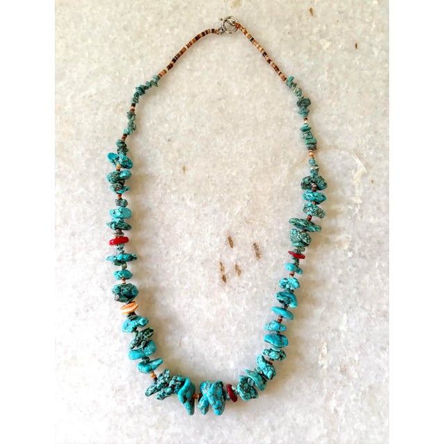 American Vintage Turquoise and Coral Native American Style Necklace For Sale - Image 3 of 4