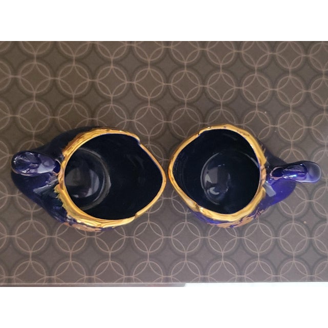 Limogenes, Royal Blue and 22 K Gold Miniature Pair of Decorative Swans For Sale - Image 11 of 12