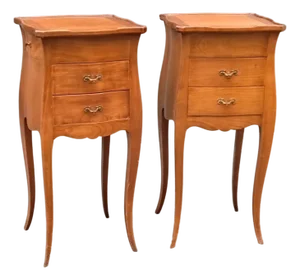 1950s Set of Two French Louis XV Style Nightstands.