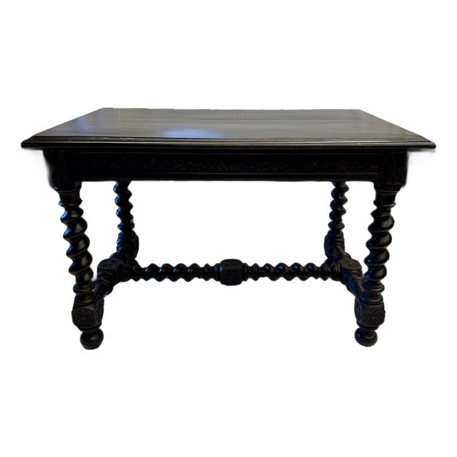 Antique 19th C Louis XIII Style Ebonized Library Table / Writing Desk For Sale