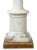 with giltwood neck above a turned columnar body of nicely figured Carrara marble all over a giltwood base; height 15.25"...