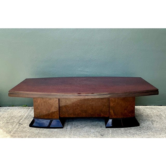 Vintage Custom Deco Double Tone Burl Coffee Table For Sale - Image 14 of 18