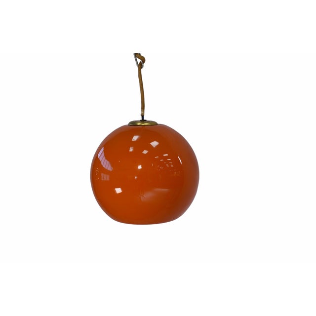 Vintage Ball Pendant Lights in Orange Opaline, 1970s, Set of 9 For Sale - Image 9 of 10