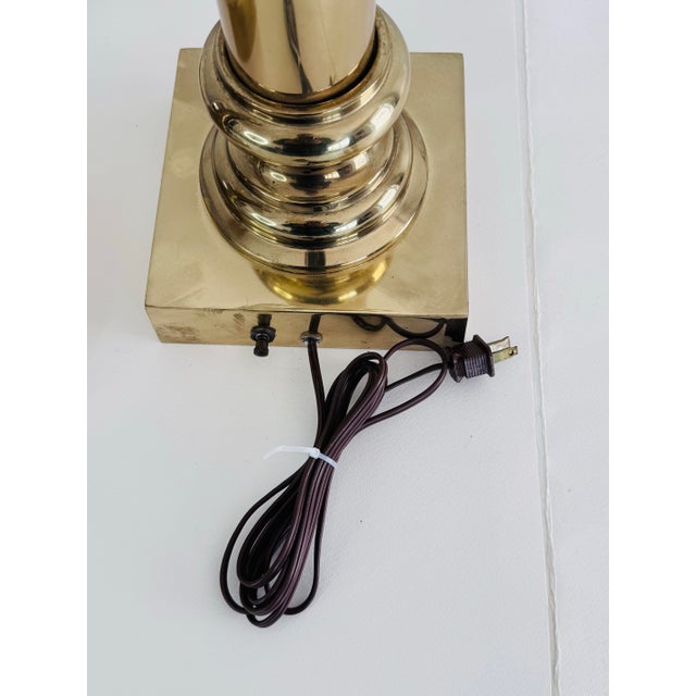 1960s Tommi Parzinger Style Stiffel Solid Brass Table Lamps, a Pair For Sale - Image 9 of 10