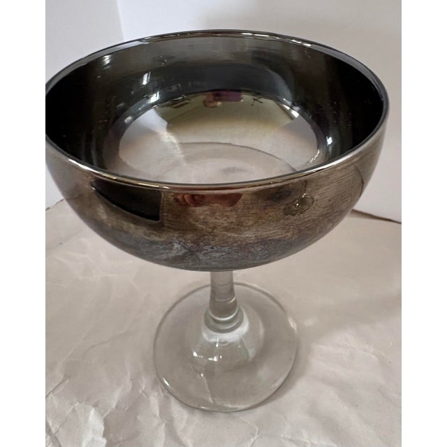 Vintage Smoke Gray Silver Ombre Champagne Coupe Glasses, Set of 3 | Hollywood Regency Barware For Sale In Indianapolis - Image 6 of 10