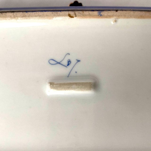 19th Century French Signed Sevres Style Hand Painted Parcel Gilt Porcelain Dresser Box For Sale - Image 11 of 12