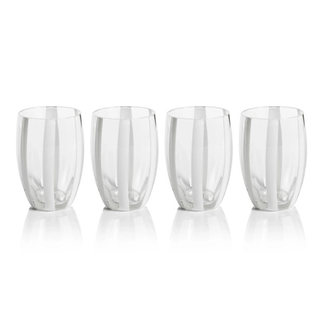Pesaro Stripe Glasses - Clear, Set of 4 For Sale - Image 4 of 4