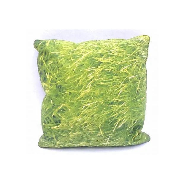 Vintage Grass and basket weave pattern pillow. Grass photography image on the front and a colorful enlarged basket weave...