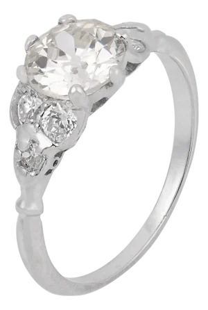1930s Art Deco Gia 1.38 Carat Old European Cut Diamond Platinum Engagement Ring, Size 7