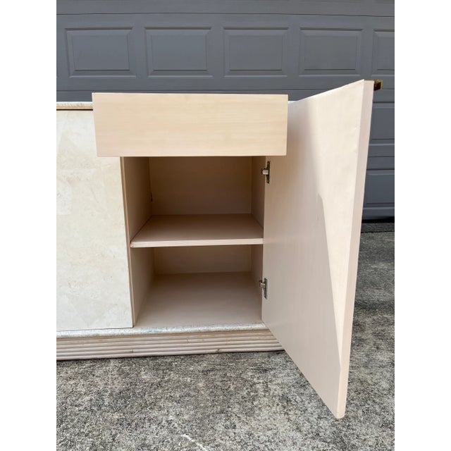 Wood 1990s Casa Bique Coastal Tessellated Stone and Rattan Look Credenza For Sale - Image 7 of 11