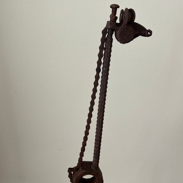 Vintage Iron Whimsical Handcrafted Rusted Giraffe Sculpture For Sale In Chicago - Image 6 of 12